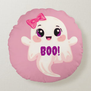 Süßes Mädchen Boo! Geist Rundes Kissen