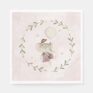 Süßes Mädchen Botanisches Boho-Elefanten-Baby-Tauf Serviette