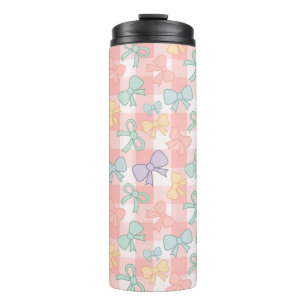Süßes Mädchen-Bow-Name Gingham Thermosbecher