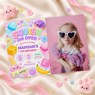 Süßes Mädchen Cute Kawaii Farbige Geburtstagsfoto Einladung