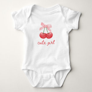 Süßes Mädchen-Design mit Kirsch-Schleife Baby Strampler