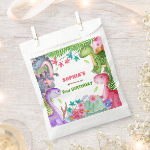 Süßes Mädchen Dinosaurier 2. Geburtstagsfeier Geschenktütchen