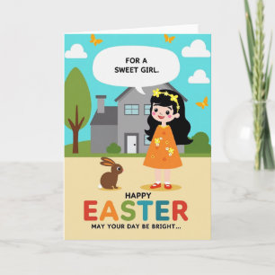 Süßes Mädchen Frohe Ostern Karte