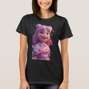 Süßes Mädchen hält ein kleines Herz Lustig Unisex T-Shirt