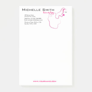 Süßes Mädchen Icon rosa Haare Frisuren Branding Post-it Klebezettel