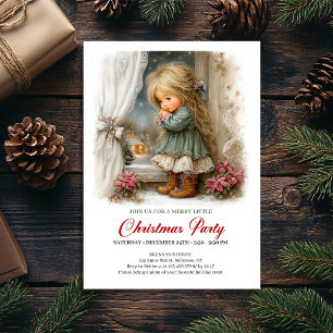 Süßes Mädchen in der Weihnachtsszene Klassische We Einladung