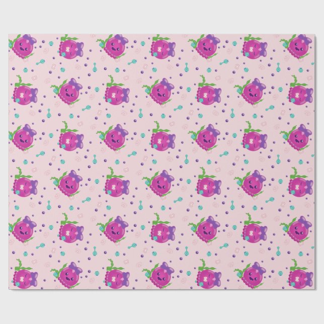 Süßes Mädchen Kawaii Oktopus Geschenkpapier (Flach)