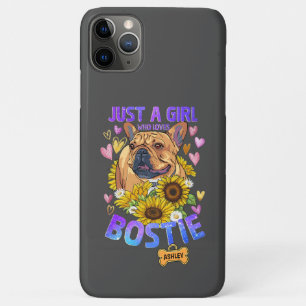 Süßes Mädchen liebt Boston Terrier Sonnenblume Cas Case-Mate iPhone Hülle