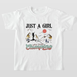 Süßes Mädchen liebt Camping-Wortkunst T-Shirt