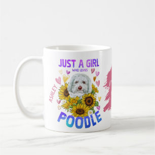 Süßes Mädchen liebt Pudel Sonnenblume Kaffeetasse