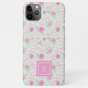 Süßes Mädchen-Mint-Gold-Teeparty-Monogramm Case-Mate iPhone Hülle