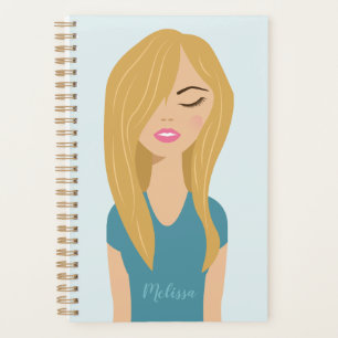 Süßes Mädchen mit blonden langen Haaren Illustrati Planer