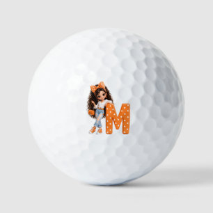 Süßes Mädchen mit Buchstabe M Wurfdecke Golfball