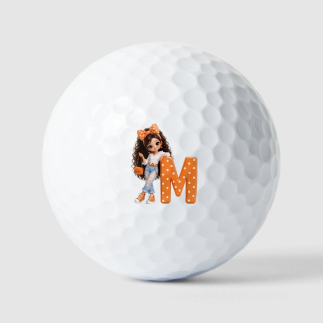 Süßes Mädchen mit Buchstabe M Wurfdecke Golfball (Vorderseite)