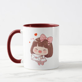 Süßes Mädchen mit Liebesbrief Tasse