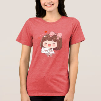 Süßes Mädchen mit Liebesbrief Tri-Blend Shirt