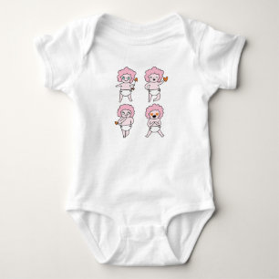 Süßes Mädchen mit rosa Haaren Cartoon Kawaii Liebe Baby Strampler