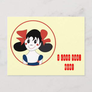 Süßes Mädchen mit roten Schleifen Kinderillustrati Postkarte