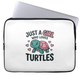 Süßes Mädchen mit Schildkrötenliebe Vintage Gravur Laptopschutzhülle