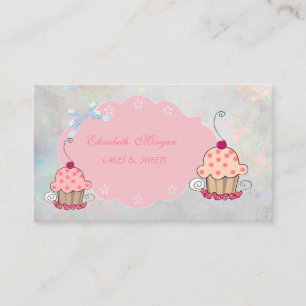 Süßes Mädchen Modern, Opal Holografische Cupcake B Visitenkarte