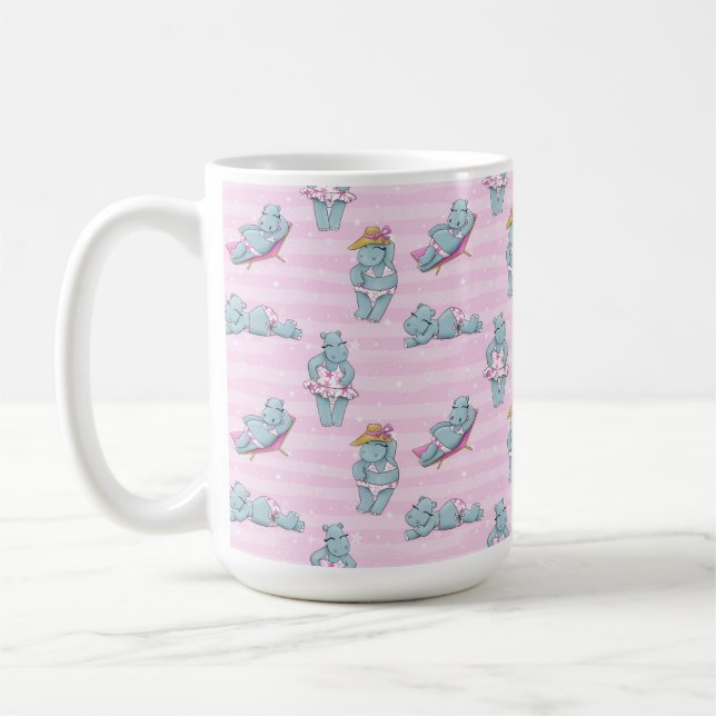 SÜßES MÄDCHEN-NILPFERD IN EINEM BIKINI AM STRAND KAFFEETASSE (Links)