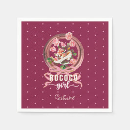 Süßes Mädchen-Pink-Rokoko-Schuh-Rosen-Schleife-Nam Serviette