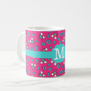 Süßes Mädchen Regenbogen Herzen & Edelsteine Muste Kaffeetasse