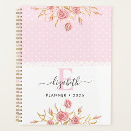 Süßes Mädchen Rosa Goldene Rosen Planer