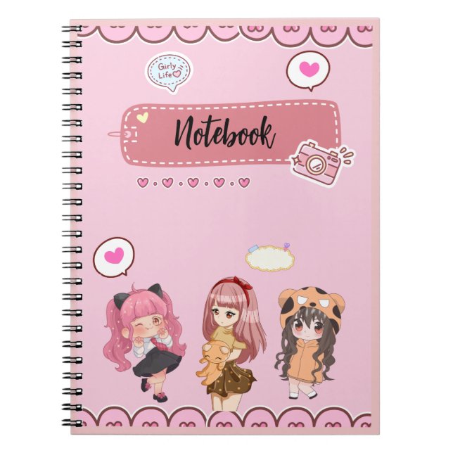 Süßes Mädchen Rosa Notizbuch Notizblock (Vorderseite)