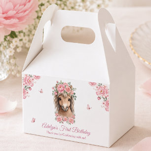 Süßes Mädchen Rosa Pferd Danke Erstes Geburtstagsf Geschenkschachtel