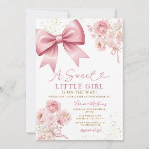 Süßes Mädchen Rosa Schleife Coquette Baby Shower F Einladung