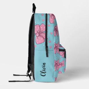 Süßes Mädchen Rosa Schleifen Himmelblau Maßgeschne Bedruckter Rucksack