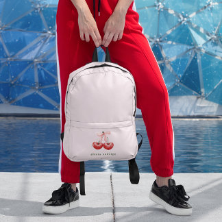 Süßes Mädchen-Rot- und Rosé-Kirsch-Herz-Schleife Bedruckter Rucksack