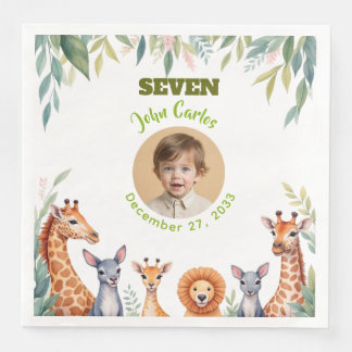 Süßes Mädchen Safari Foto Teller Kinder Geburtstag Serviette