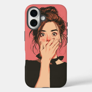 Süßes Mädchen Schock Ausdruck Cartoon-Handyhülle iPhone 16 Hülle