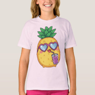 Süßes Mädchen-T-Shirt mit Ananas und Sonnenbrille T-Shirt
