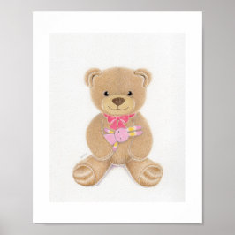 Süßes Mädchen Teddybär Kinderzimmer Kunst Druck Poster