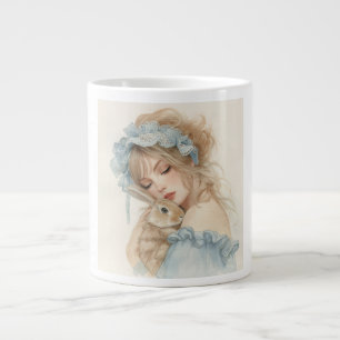 Süßes Mädchen umarmt Bunny-Mug Jumbo-Tasse