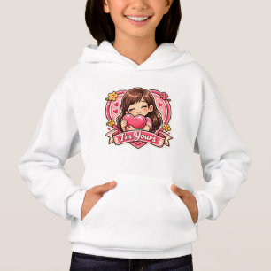 Süßes Mädchen umarmt Herz Hoodie
