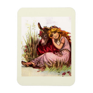 Süßes Mädchen und Pony  Magnet