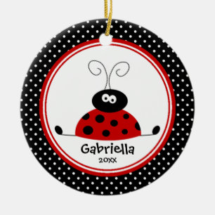 Süßes Mädchen-Weihnachtsanhänger Marienkäfer Keramikornament