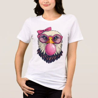 Süßes Mädchen Weißkopfseeadler mit rosa Schleife u Tri-Blend Shirt