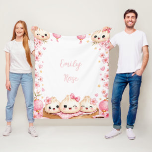 Süßes Mädchen-zum-Geburtstag-Geschenk mit Dampfkno Fleecedecke