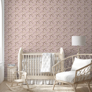 Süßes, Mädchenhaftes Beige Rosa Schmetterlingsmust Tapete