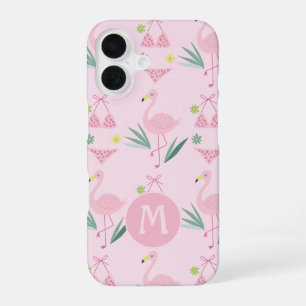 Süßes, Mädchenhaftes Flamingo und Bikini Rosa Mono iPhone 16 Hülle