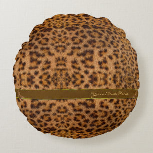 Süßes, Mädchenhaftes Jaguar-Muster Tierprint & Sti Rundes Kissen