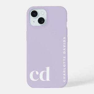 Süßes, Mädchenhaftes, Lila-Monogramm iPhone 15 Hülle