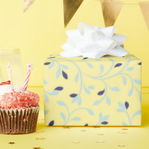 Süßes, Mädchenhaftes, Pastellgelbes Blumenmuster-M Geschenkpapier