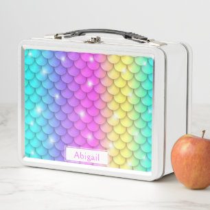 Süßes, Mädchenhaftes Regenbogen Glitzer Meerjungfr Metall Brotdose