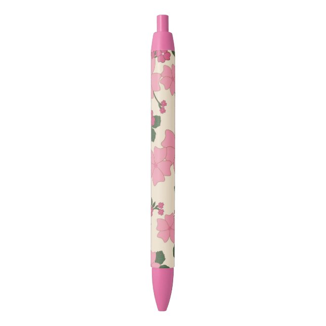 Süßes Mädchenhaftes Rosa Blumenmuster Kugelschreiber (Vorderseite Vertikal)